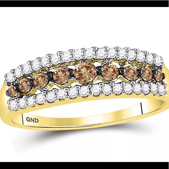 10kt Women Round Brown Color Diamond Ring 1/2 CTW - Picture 1 of 5